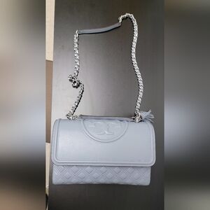 Tory Burch Womens Fleming Convertible Shoulder Bag Cloud Blue